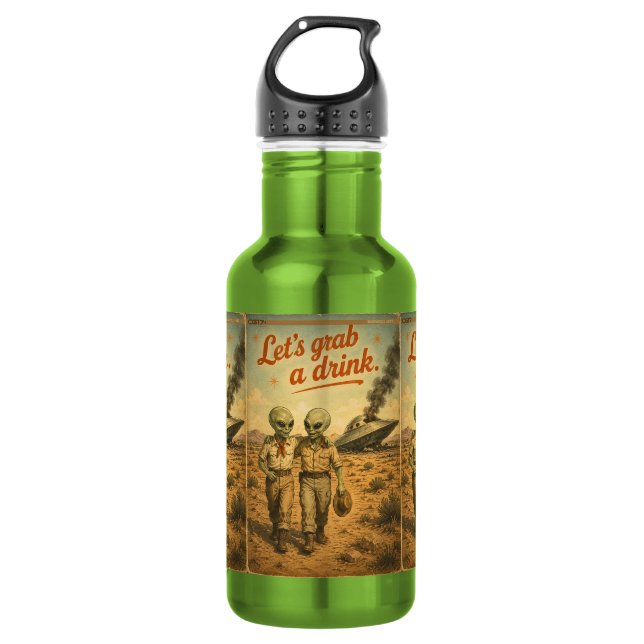 UFO Roswell 40-50s Edelstahlflasche (Vorderseite)