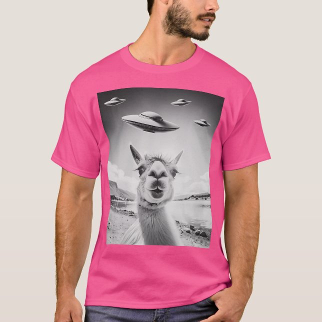 Ufo Selfie Lama T-Shirt (Vorderseite)