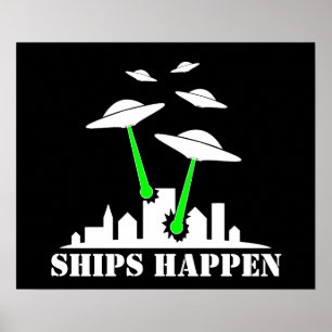 UFO Ships passieren Poster