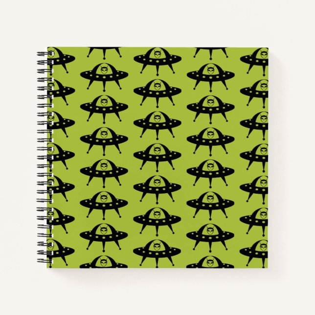 UFO Space Alien Sci Fi Flying Saucer Notebook Notizbuch (Vorderseite)