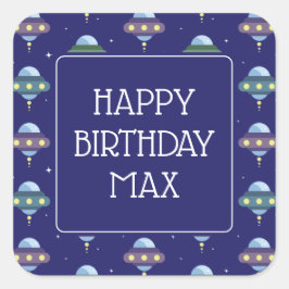 UFO Space Geburtstagsparty Quadratischer Aufkleber