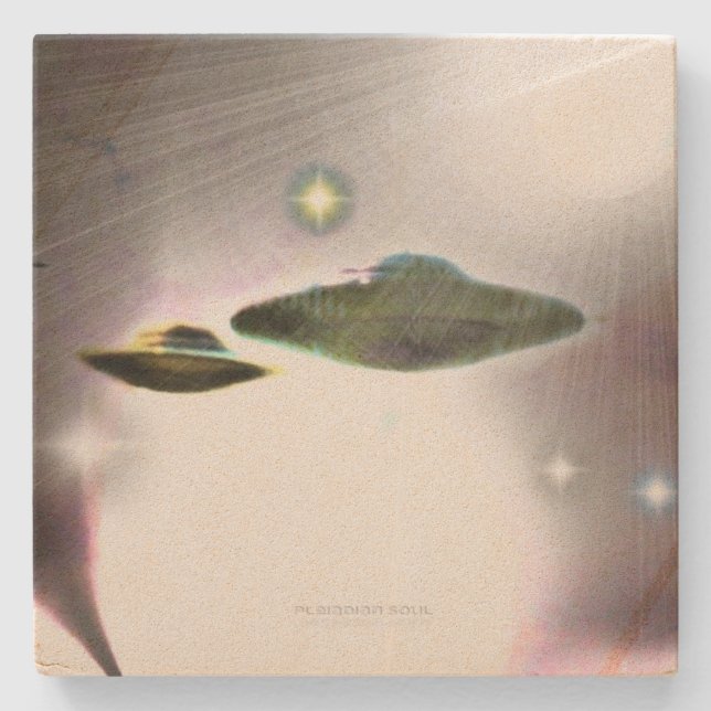 UFO Streaks von Untersetzer aus hellem Stein (Vorderseite)
