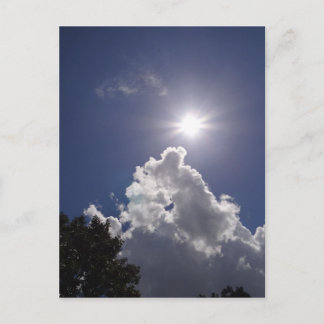 UFO Sunburst Fluffy White Clouds Postkarte