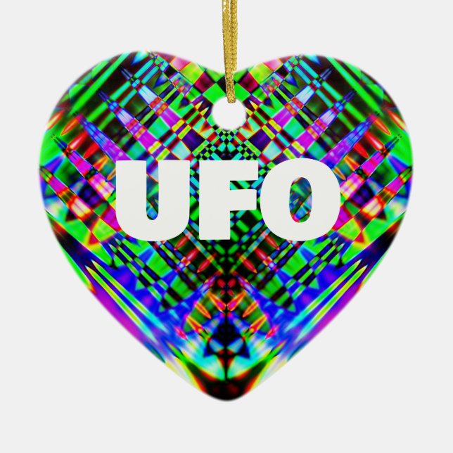 UFO (Text bearbeiten) Herz-geformt Ornament (Vorne)