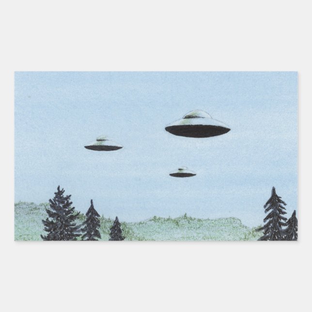 UFO Trio Rechteckiger Aufkleber (Vorderseite)