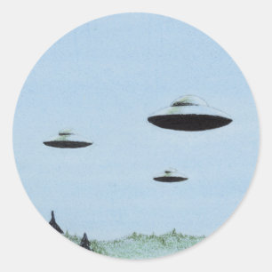 UFO Trio Runder Aufkleber