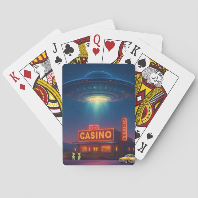 UFO über Casino Spielkarten (Rückseite)