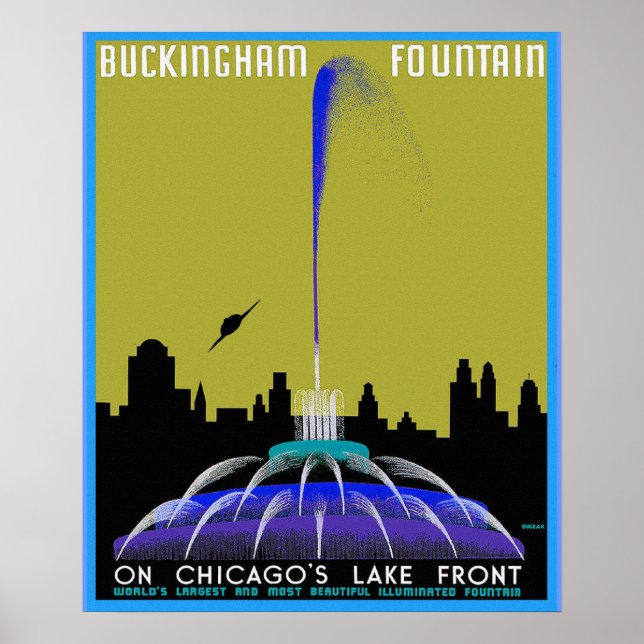 UFO über Chicago - Buckingham Fountain Poster (Vorne)
