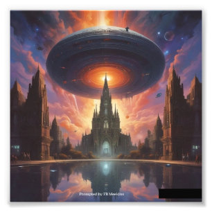 UFO über der Kathedrale Fotodruck