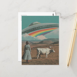 UFO über die Kuhweide Postkarte