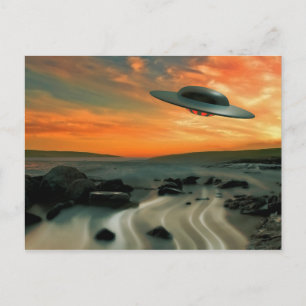UFO über Küste Postkarte