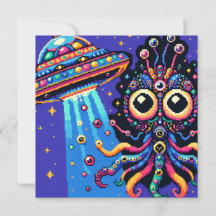 UFO und Alien Pixel Art