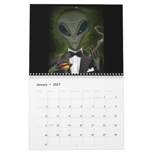 UFO und Alien Spaß Kalender (Jan 2027)