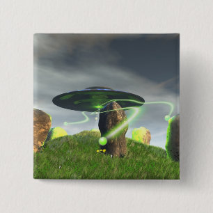 UFO und alter Steinkreis-Knopf Button