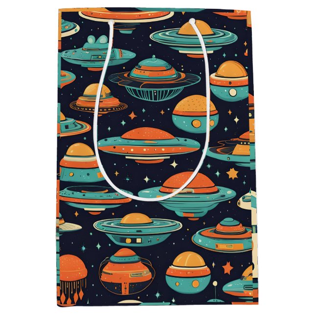 UFO Vintage-Kunst Mittlere Geschenktüte (Vorderseite)