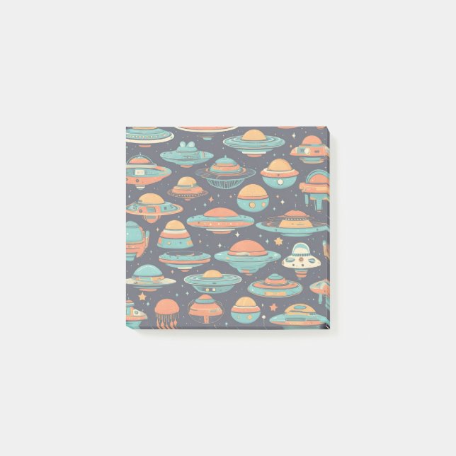 UFO Vintage Kunst Post-it Klebezettel (Vorderseite)