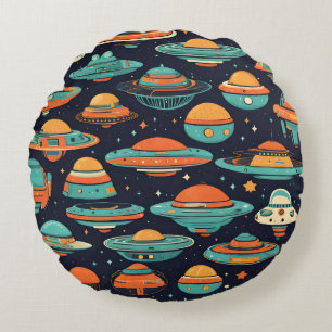 UFO Vintage-Kunst Rundes Kissen