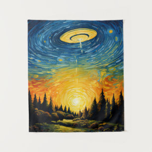 UFO von Van Gogh Wandteppich