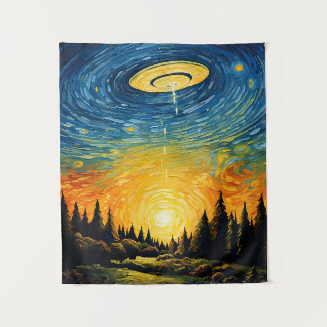 UFO von Van Gogh Wandteppich (Vorderseite)