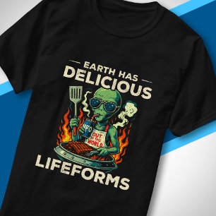 UFO Weltraum Grill Erde Lebensformen Lustiger Auße T-Shirt