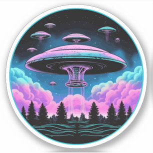 UFOs Alien Invasion Ästhetik Aufkleber