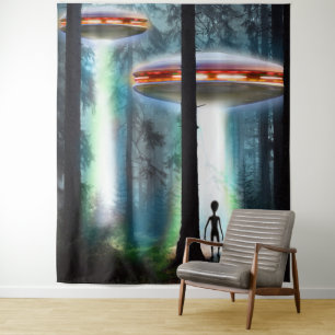UFOs Alien-Wald Wandteppich