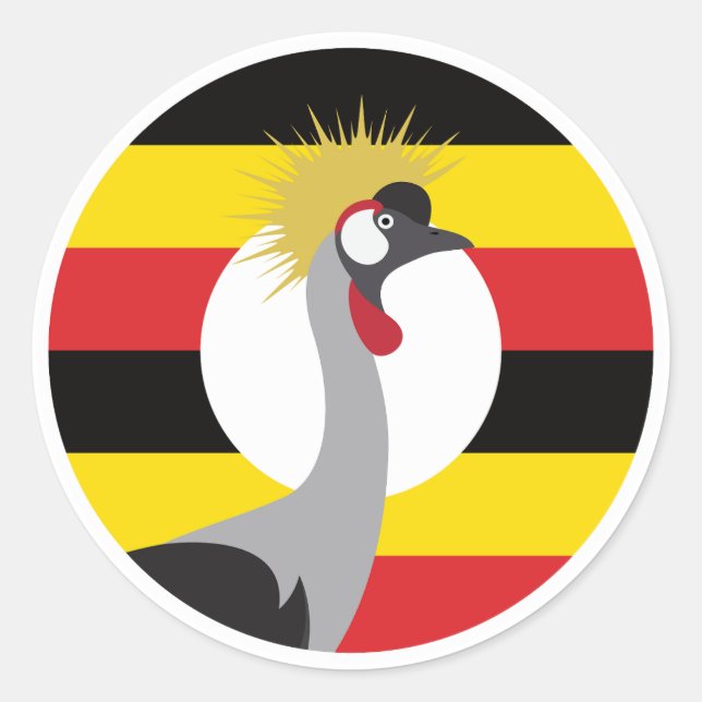 Uganda African Crane Ugandan National Animal Flag Runder Aufkleber (Vorderseite)