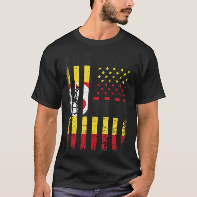 Uganda American Flag Ugandan Roots Uganda Amerika T-Shirt (Vorderseite)