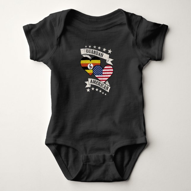 Uganda American Heart Flags Uganda Amerika Baby Strampler (Vorderseite)