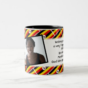 UGANDA FLAG Foto-Vorlage Hinzufügen Ihres Textes Zweifarbige Tasse