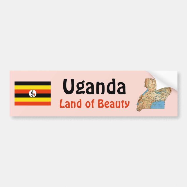 Uganda Flag + Karte Autoaufkleber (Vorne)