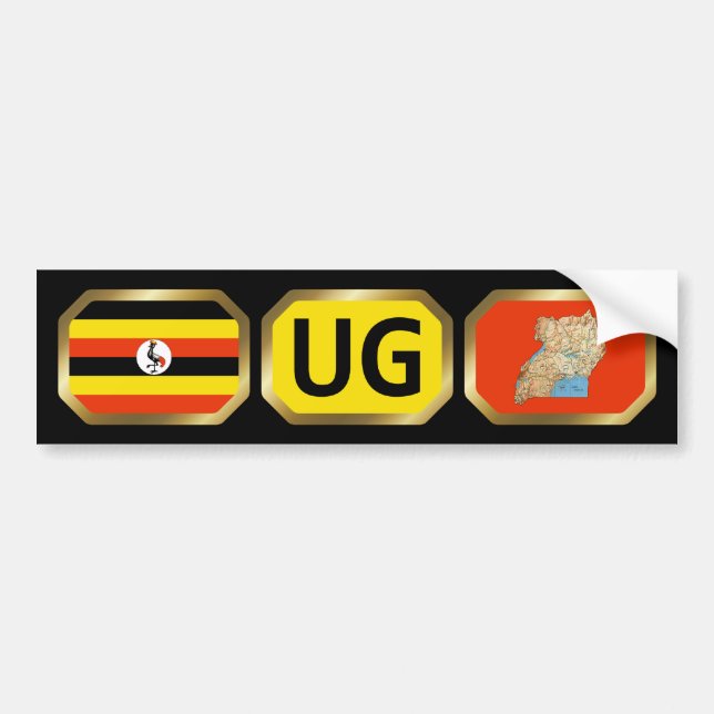 Uganda Flag Map Code Autoaufkleber (Vorne)