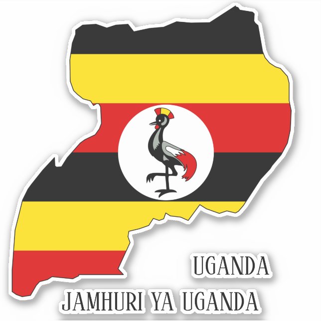 Uganda Flag Map Patriotic Aufkleber (Vorderseite)