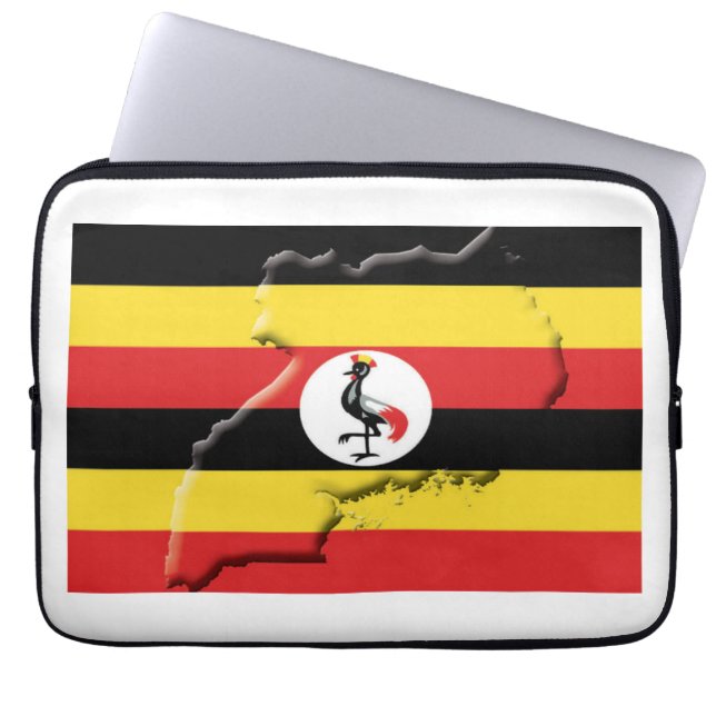 UGANDA Flag Map Patriotic Computer WHITE Laptopschutzhülle (Vorderseite)