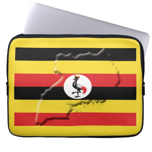 UGANDA Flag Map Patriotic Computer YELLOW Laptopschutzhülle (Vorderseite)