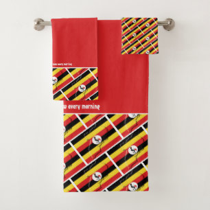 UGANDA FLAG Personalisierte Schrift RED Badhandtuch Set