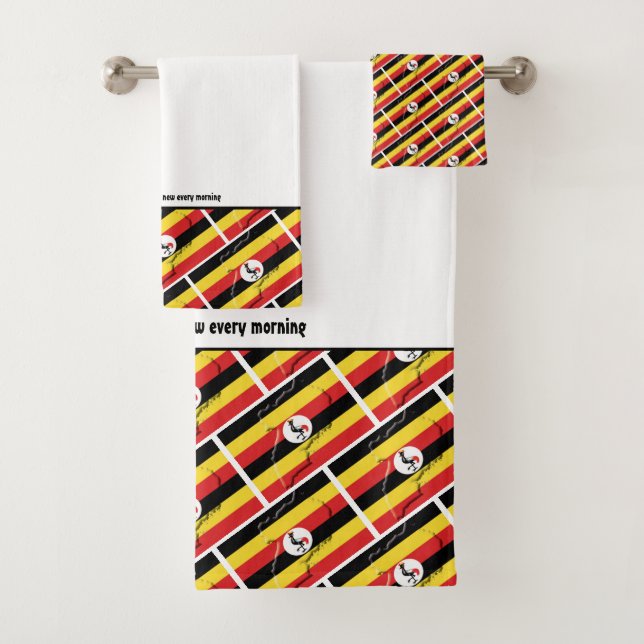 UGANDA FLAG Personalisierte Schrift WEISS Badhandtuch Set (Insitu)