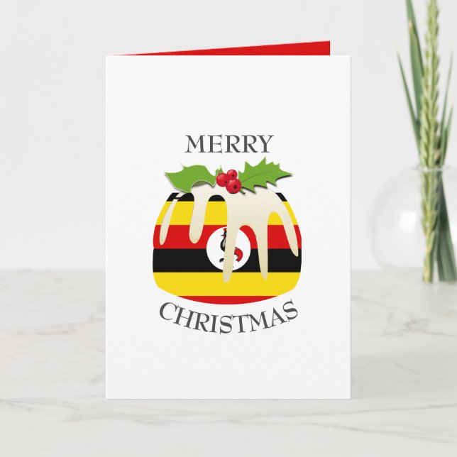 UGANDA FLAG | Weihnachtspudding | festlich Feiertagskarte (Vorderseite)