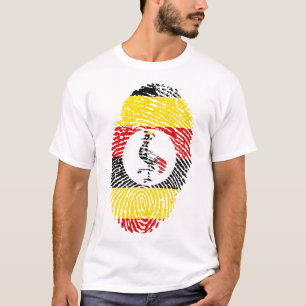 Uganda-Flagge-Fingerabdruck-Grafik-Männer-T-Shirt  T-Shirt