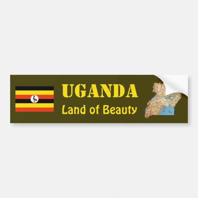 Uganda-Flagge + Karten-Autoaufkleber Autoaufkleber (Vorne)