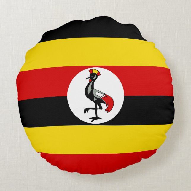 Uganda-Flagge Rundes Kissen (Rückseite)