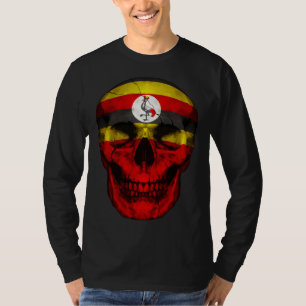 Uganda-Flagge Schädel Ugandische Wurzeln Stolz Pat T-Shirt