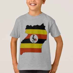 Uganda-Flaggenkarte T-Shirt