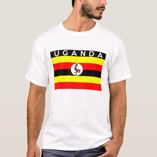 Uganda-Flaggenland-Textname T-Shirt (Vorderseite)
