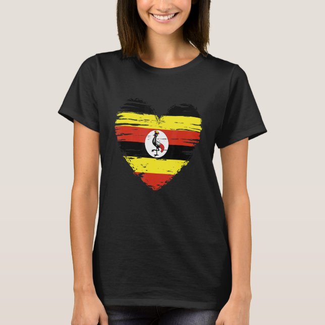 Uganda Herz Ugandan Flag Ugandan Pride T-Shirt (Vorderseite)