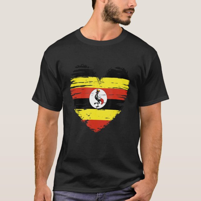 Uganda Herz Ugandan Flag Ugandan Pride T-Shirt (Vorderseite)