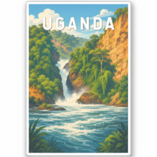 Uganda Illustration Reise Kunst Vintage Aufkleber