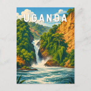 Uganda Illustration Reise Kunst Vintage Postkarte