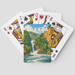 Uganda Illustration Reise Kunst Vintage Spielkarten