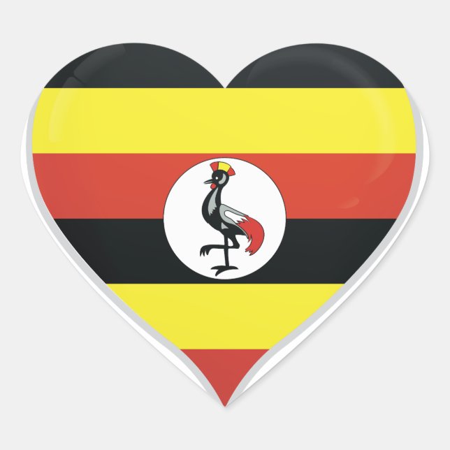 Uganda-Liebe-Flaggenstempel Herz-Aufkleber (Vorderseite)